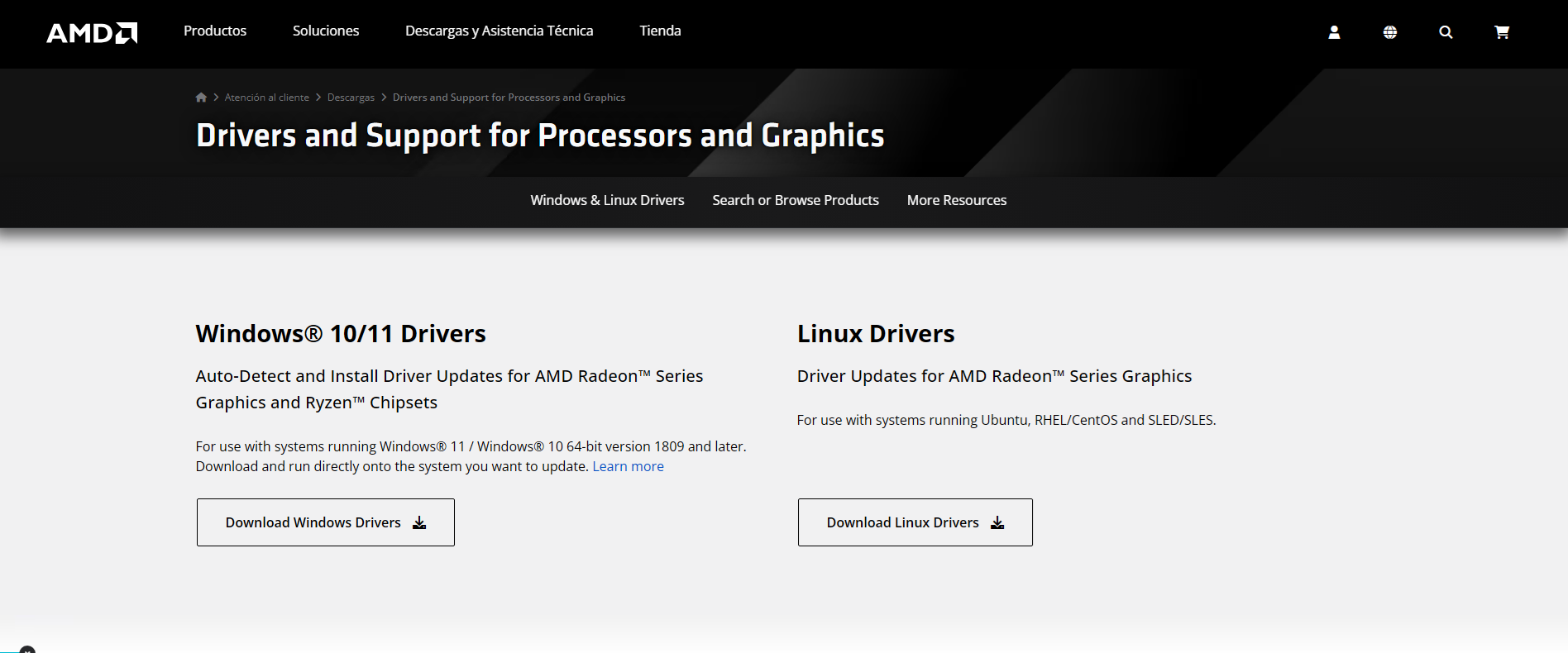 Soporte oficial de drivers AMD